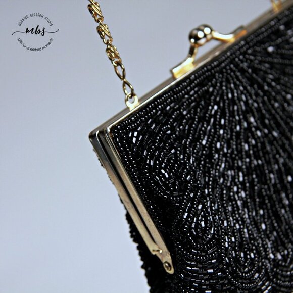 Vintage Beaded Golden Chain Strap Mini Shoulder Bag - Picture 10 of 11